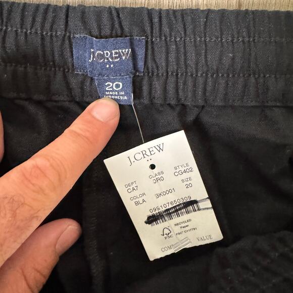 J.Crew Linen Blend Slim Wide Leg Drawstring Pants WMNS 20 Black Pull On Stretchy - Picture 4 of 7